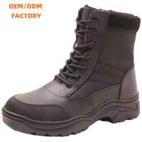 Bottes de sécurité tactiques durables en cuir noir unisexe avec embout en acier pour la construction et l'usine, style bottes hautes, Zapatos Para Hombre