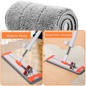 Mopa <span class=keywords><strong>Profesional</strong></span> de <span class=keywords><strong>Limpieza</strong></span> de Pisos de Aleación de Aluminio, Mopa Plana de Acero Inoxidable con Almohadillas de Microfibra Reutilizables y Lavables - Product Image 5