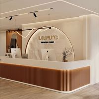 Comptoir de réception moderne et personnalisé, meubles de bureau commerciaux incurvés pour hall d'accueil