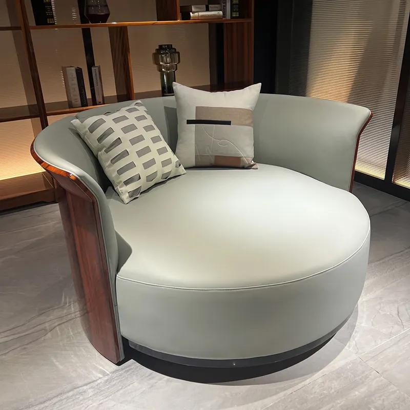 Kursi aksen furnitur ruang tamu Modern, kursi berlengan kursi santai mewah kulit Sofa tunggal