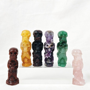 Cristal Natural con Diseño de <span class=keywords><strong>Tres</strong></span> <span class=keywords><strong>Calaveras</strong></span>, Material Mixto, Artesanía, Colección de Cristal para Decoración, Precio de Fábrica - Product Image 4