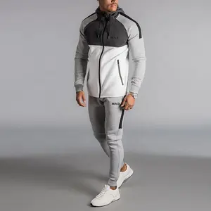 Tùy Chỉnh Logo Bán Buôn Men Couple Theo Dõi Phù Hợp Với Màu Xám Chạy Thể Thao Phòng Tập Thể Dục Mens Tracksuit Set