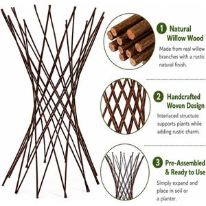 Obélisque en saule brun pour jardin, support floral, piquet décoratif rustique, accessoire de clôture – Entrepôt USA - Product Image 4