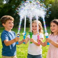 Venta al por mayor de fábrica: Varita de burbujas eléctrica para exteriores, juguete de burbujas para niños, material de plástico, regalos, juguetes de verano para fiestas.