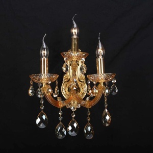 European Style Luxury Gold <strong>Candle</strong> Shape Crystal Glass Iron Led <strong>Wall</strong> <strong>Light</strong> with Dimmable Feature - Product Image 1