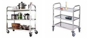 Offre d'usine SS201 chariot de service à 3 niveaux chariot Tube carré cuisine nourriture salle à manger chariot de restauration haute hôtel Restaurant fournitures - Product Image 2