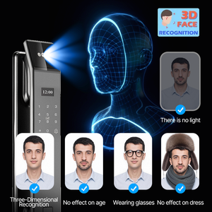 Khóa cửa thông minh 3D nhận diện khuôn mặt, mật mã điện tử, camera kỹ thuật số, vân tay, khóa cửa thông minh Cerradura Inteligente - Product Image 2