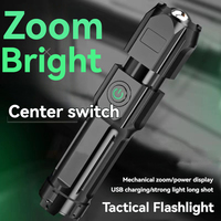 Linterna LED Recargable con Manivela, Sin Batería, con Zoom, Impermeable, de ABS, para Camping, Senderismo, Emergencias y Supervivencia al Aire Libre