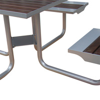 Table de pique-nique en bois pour l'extérieur, ensemble de mobilier de jardin, table à manger pour l'extérieur, patio, table de café avec siège