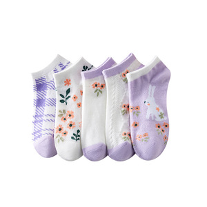Women's Breathable Ankle <b>Socks</b> Thin Spring Summer Cotton Floral Pattern Casual <b>Socks</b> - Product Image 5