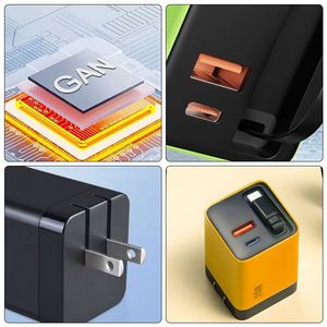 Gan Technology Flash Mobile Phone Charger Fast <b>Charging</b> <b>Type</b> <b>c</b> Phone Charger with Retractable <b>Cable</b> - Product Image 3