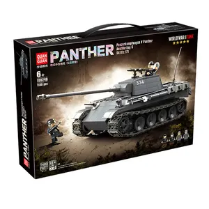 Tiktok 100246 Alemanha tanque pantera negra Militar Soldado Figuras WW2 Armas DIY Assembly Bricks Brinquedos Tank Building Blocks