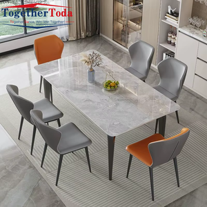 Nouvelle conception, table à manger rectangulaire de luxe avancée et personnalisée avec 6 chaises, ensemble de 8 places pour appartement, salon et salle à manger - Product Image 4