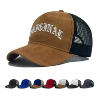 Topi Trucker Jaring Suede Bordir 3D Custom, Model Vintage 5 Panel Terstruktur, Snapback, Produsen Bersertifikasi BSCI