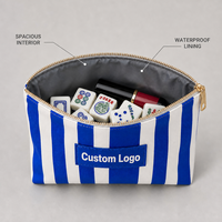 Sac de rangement Mahjong personnalisé imperméable à rayures imprimées, pochette à rouges à lèvres, sac de rangement pour jeux de société, idéal pour les voyages, les clubs et les cadeaux