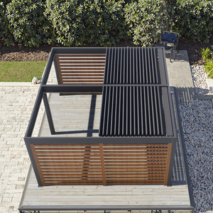 Pergola de <span class=keywords><strong>jardin</strong></span> motorisée à toit à lames, design moderne, couverture de patio en aluminium, volets personnalisés, livraison économique - Product Image 1
