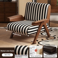 GEDO Canapé simple style français Mid-Century Design Zebra Bois massif pour meubles de maison Salon paresseux Balcon Loisirs