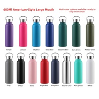 Bouteille isotherme sous vide en acier inoxydable 304 de 600 ml, grande capacité, style américain, isolation thermique 6-12 heures, pour l'extérieur