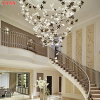 Lampe suspendue en verre en forme de feuille d'érable avec créativité personnalisée lustre LED pour escalier d'hôtel et de villa