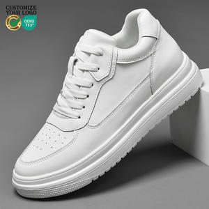 Wholesale Men Elevator <b>Shoes</b> 10cm Invisible <b>Height</b> <b>Increasing</b> Insole White PU Leather Casual Sneakers Board Walking Style <b>Shoes</b> - Product Image 1