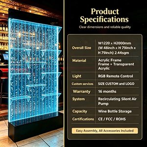 Étagère murale rectangulaire moderne en acrylique avec éclairage LED RGB pour la décoration intérieure des restaurants - Product Image 5