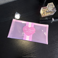 Benutzer definierte recycelte kunststoff farbene PVC kleine klare neon rosa Kosmetik tasche mit Metall abzieher