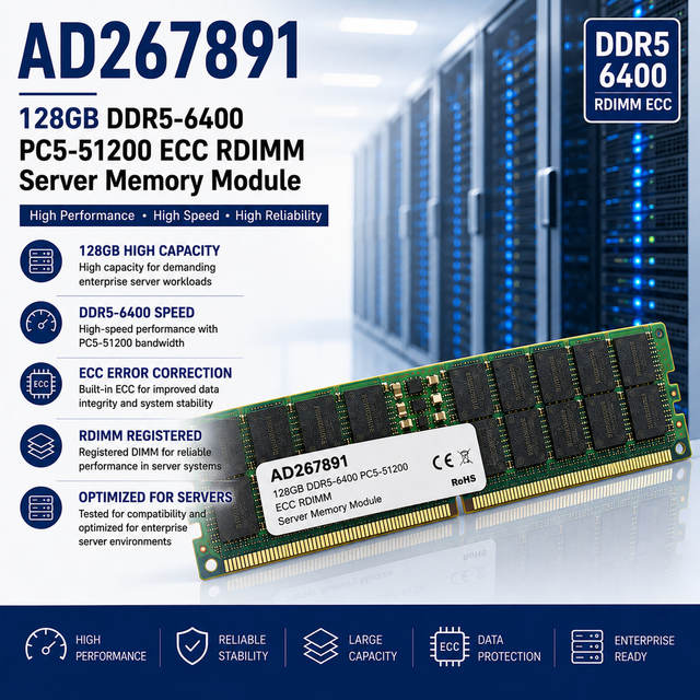 Wholesale Ad267891 128gb Ddr5-6400 Pc5-51200 Ecc Rdimm Server Memory Module