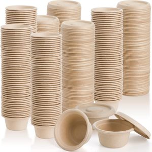 Custom Sugarcane Bagasse <b>Small</b> Cup 1oz 2 oz Disposable Bagasse Food Container Biodegradable Paper Sauce Cup With Lid - Product Image 1