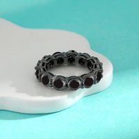 Bague ronde en argent S925 noir moissanite personnalisée en gros, bague haut de gamme pour femme, bijoux de mariage et de fête