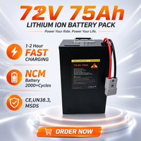 Batterie de moto électrique puissante 3000W 80A BMS 72V 75AH semi-solide ETOP/OEM 2000 cycles pour vélo électrique