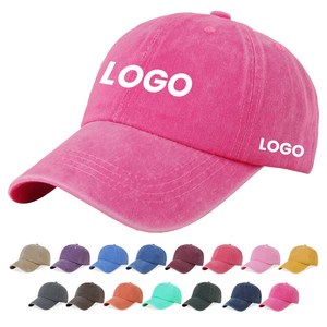 Rửa nóng màu hồng không có cấu trúc sắc tố rửa bông CHA mũ tùy chỉnh thêu logo 6 Bảng điều khiển cổ điển Bóng Chày đau khổ - Product Image 1