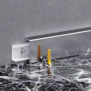 轻质底板抛光踢脚线瓷砖条银色现代条形不锈钢金属铝板踢脚线 - Product Image 4