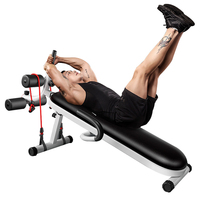 Banc d'exercices réglable pour squats profonds et sit-ups, en métal, pour la maison, entraînement des fessiers et des jambes, pliable, noir, pour musculation