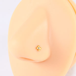 サージカルスチール18K金メッキS-ネジフラワースターノーズスタッドノーズボーンリングノーズピアス保持ホルダーボディジュエリー20G - Product Image 5