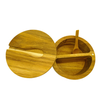 Boîte à épices moderne en bois d'acacia avec couvercle - Contenant de rangement pour assaisonnements pour l'organisation de la cuisine, sel, poivre et herbes