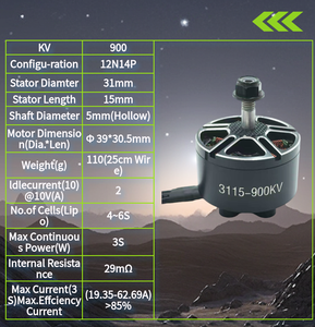 UFlight Black Adder 3115 900kv Kit de Motor sin Escobillas de Aluminio para Drones de Carreras, Piezas de Cine-Lifter de Largo Alcance, Molde Privado - Product Image 6