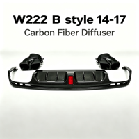 Diffuseur arrière en fibre de carbone style B W222 avec feu stop LED + embouts d'échappement quadruples pour Classe S W222 2014-2017 AM Line S63 S65