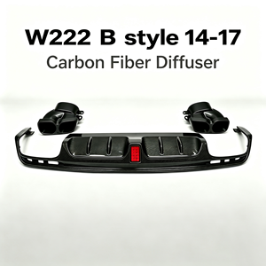 W222 B-Style Carbon-Heckdiffusor mit LED-Bremslicht + Vierfach-Auspuffblenden für S-Klasse W222 2014-2017 <span class=keywords><strong>AM</strong></span> Line <span class=keywords><strong>S63</strong></span> S65 - Product Image 1
