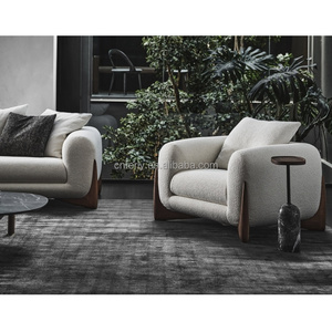 Juegos de sofá <span class=keywords><strong>y</strong></span> sillón de sala de estar de tela suave personalizada de fábrica FERLY, sofá italiano, sillón con patas de madera - Product Image 3