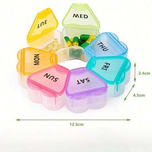 Organisateur de pilules pour 7 jours en forme de fleur, boîte à médicaments hebdomadaire avec 7 compartiments, mini boîte à pilules pour les voyages et la maison - Product Image 4