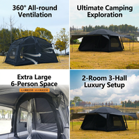 Tente de camping pliable portable 4 saisons pour usage familial, double couche, 2 chambres, 3 salles, en tissu Oxford imperméable 2000-3000mm