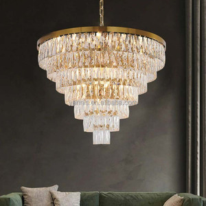 Candelabro de cristal K9 grande de lujo para interior redondo y moderno vestíbulo del hotel - Product Image 2