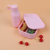 Boîte à déjeuner Bento en silicone pour micro-ondes 800ml 3 compartiments portable étanche pour l'école personnalisée pour enfants adultes avec bouteille d'eau