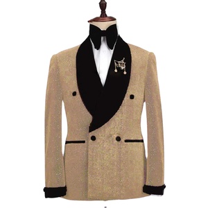 Costume Homme Bleu Royal en Velours à Revers Châle, Style Décontracté Printemps-Automne, Tendance Mariage, 2 Pièces (Veste+Pantalon) pour Cérémonie Homme - Product Image 5