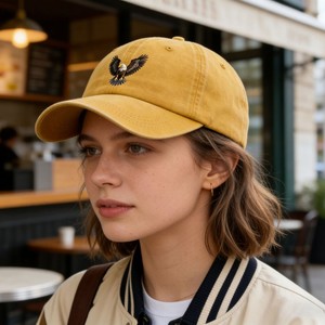Chapeau Bob Sportif en Jean 5 Panneaux Brodé à la Main Unisexe Décontracté Protection Solaire Extérieur Respirant Polyester/Coton Métal - Product Image 1