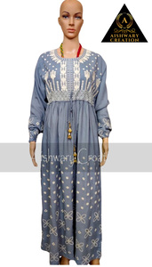 High Quality Cotton Full Length <b>Kaftan</b> Dress Women Girls Casual Beach Wear Floral Design Printed <b>Kaftan</b> V-Neck <b>Plus</b> XXL Ethnic - Product Image 2