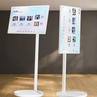 Layar Sentuh 32 Inci 128GB Dapat Diputar Sepenuhnya, TV Android Portabel dengan Lampu Latar LED Putih, Dapat Diisi Ulang, Full HD, Speaker Internal
