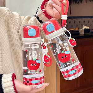 Bouteille d'eau portable Cruhre Apple Cartoon 680 ml avec paille pour enfants et étudiants - Product Image 4