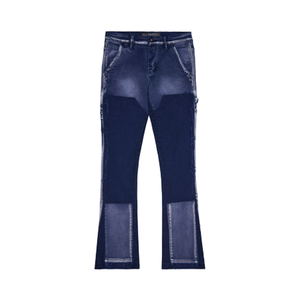 Pantalones vaqueros acampanados de corte medio para <span class=keywords><strong>hombre</strong></span>, ropa de calle lavada de Hip Hop, decoración de botones bordados, estilo de calle transpirable para otoño - Product Image 2