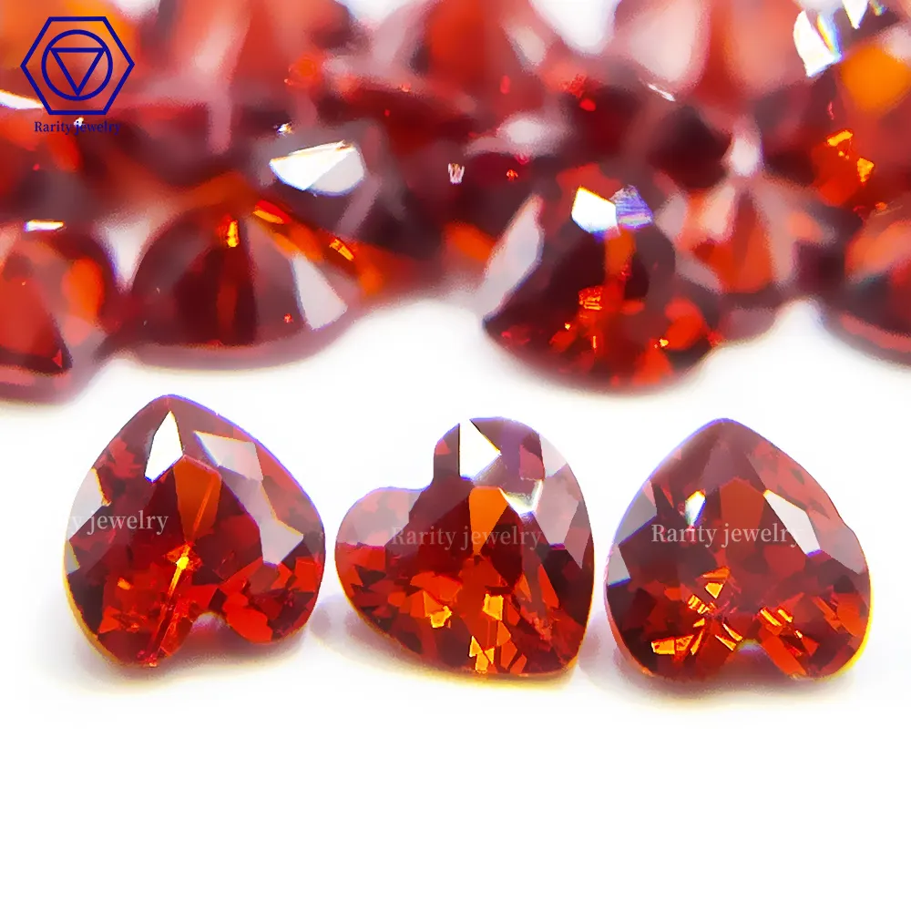 Rarity Wholesale price 5A quality Garnet cz stone heart shape cubic zirconia loose gemstone